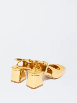 PARFOIS Zapato Tac&oacute;n Destalonado Dorado Cheap